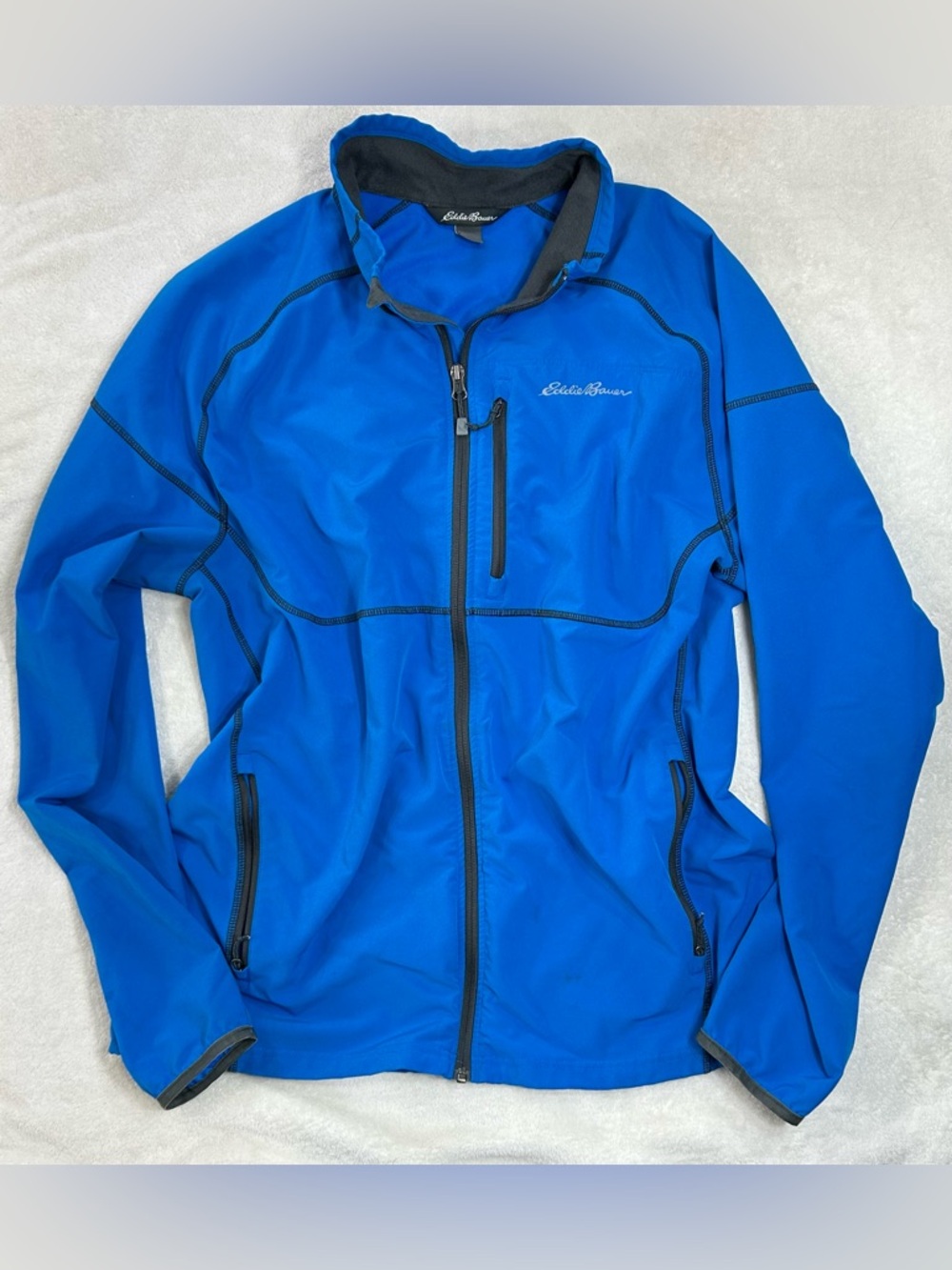 Eddie Bauer Royal Blue Sandstone Full-Zip Softshell Jacket size L Lightweight